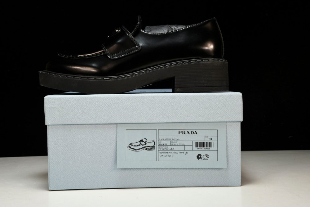 Prada Chocolate Patent Loafers 'Black' - Image 21