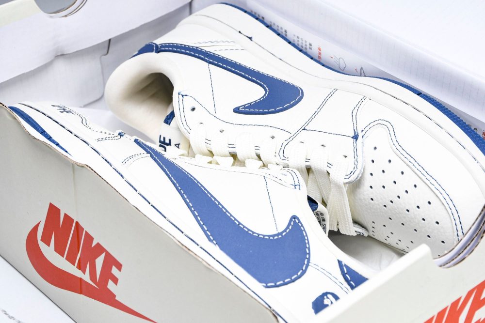 Travis Scott AJ1 Low x BAPE 'White Blue' (Custom) - Image 22