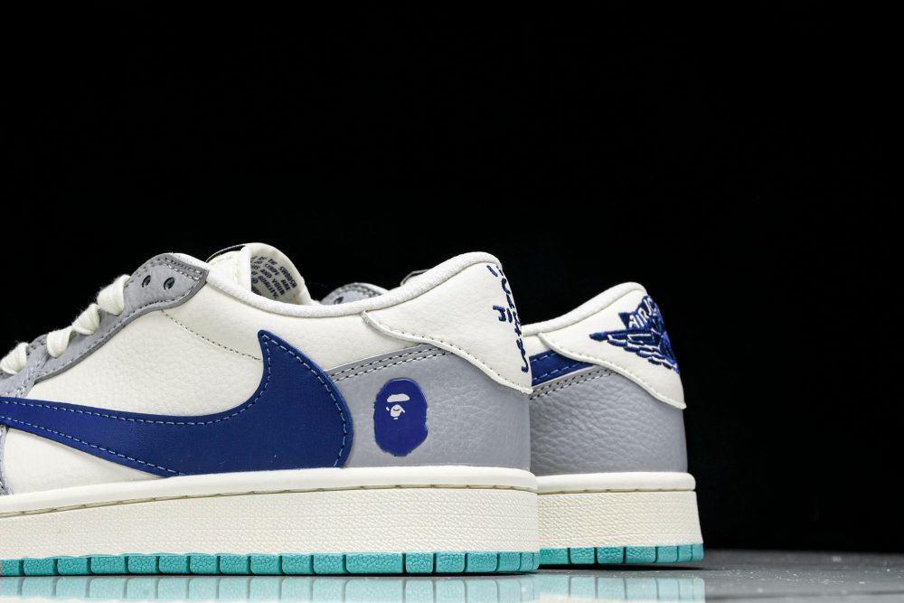 Travis Scott AJ1 Low x BAPE 'Blue Grey White' (Custom) - Image 8