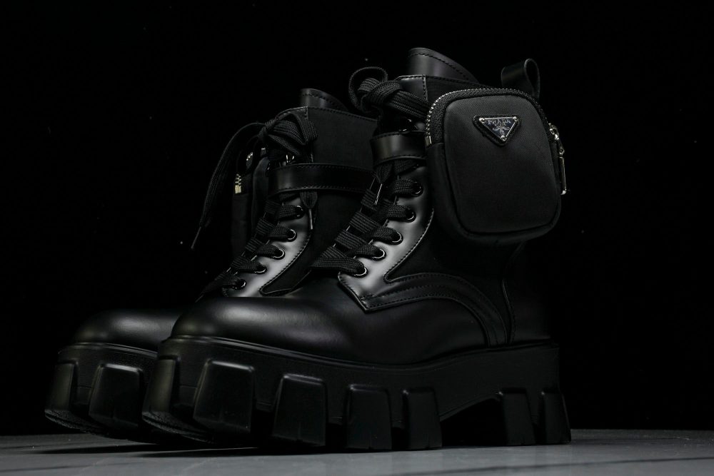 Prada Monolith Boots with Pouch 'Black' - Image 2