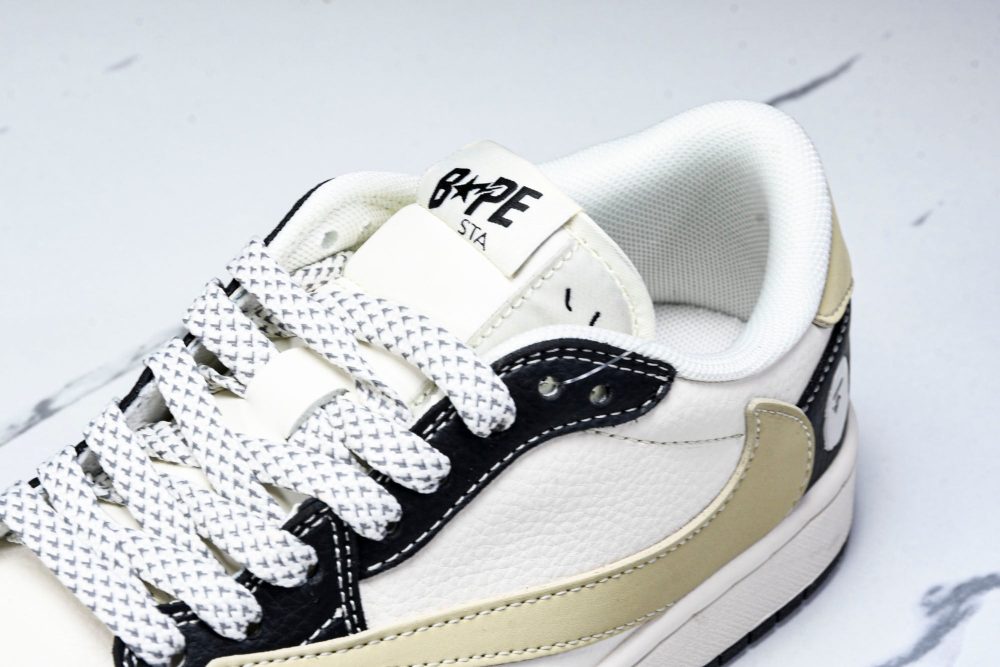Travis Scott AJ1 Low x BAPE 'Beige Black White' (Custom) - Image 10