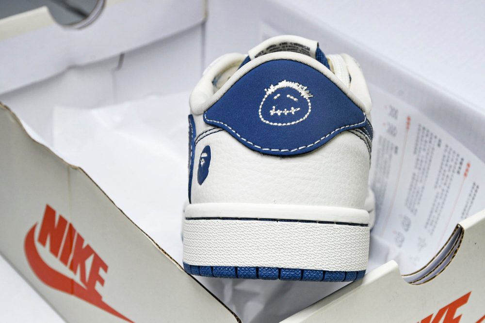 Travis Scott AJ1 Low x BAPE 'White Blue' (Custom) - Image 23