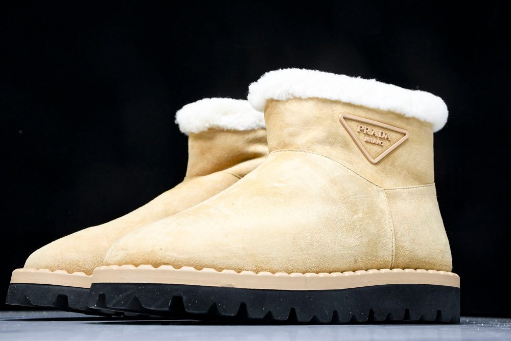 Prada Suede Booties 'Beige' - Image 2