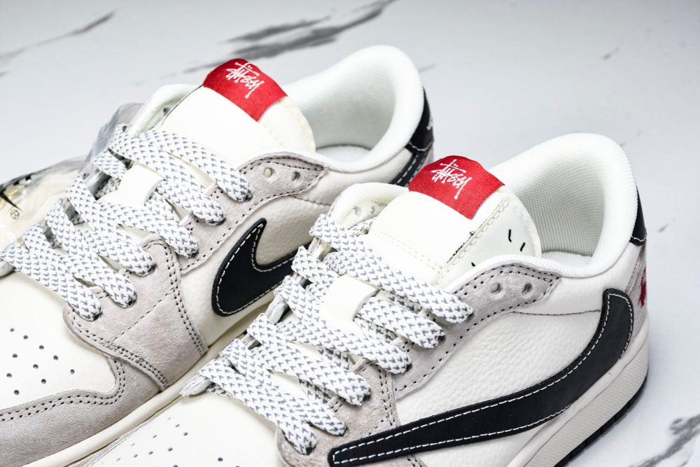 Travis Scott AJ1 Low x Stussy 'Black White Grey 2.0' (Custom) - Image 19