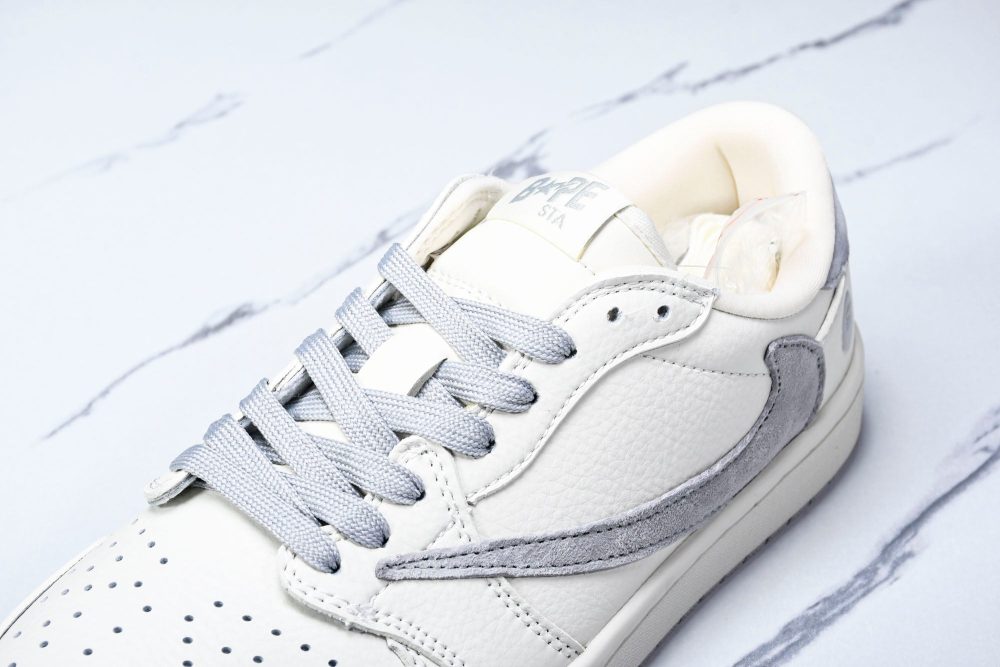 Travis Scott AJ1 Low x BAPE 'White Grey 2.0' (Custom) - Image 10