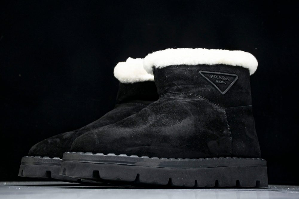 Prada Suede Booties 'Black' - Image 2