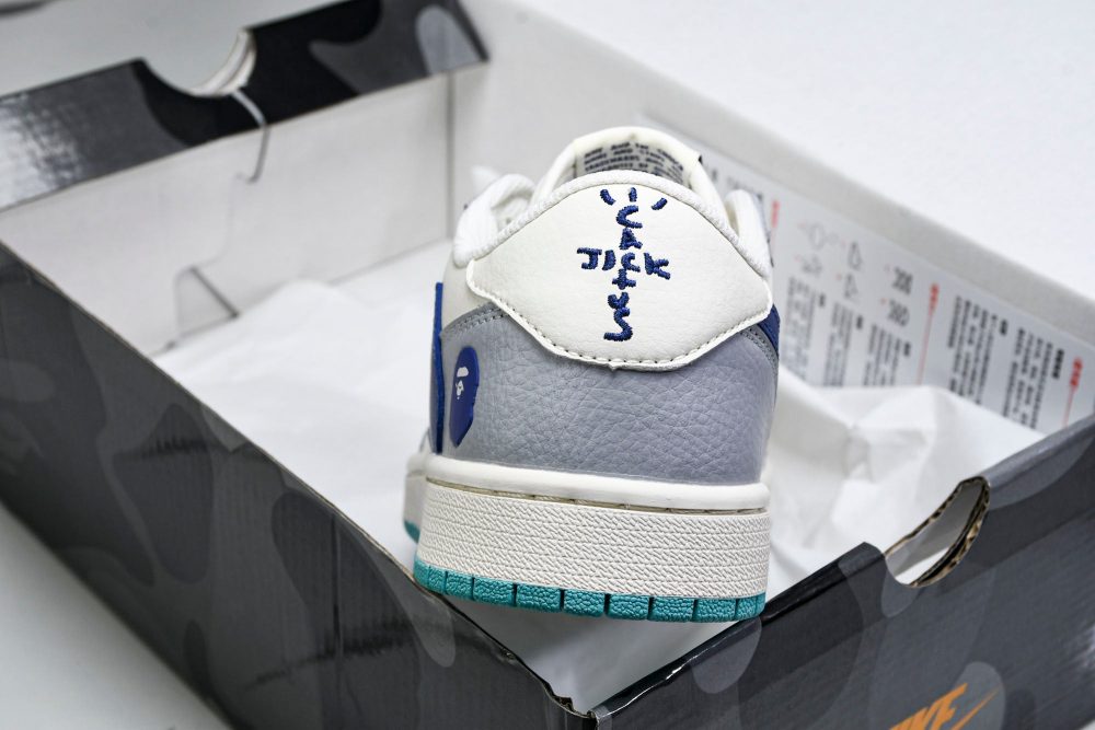 Travis Scott AJ1 Low x BAPE 'Blue Grey White' (Custom) - Image 22