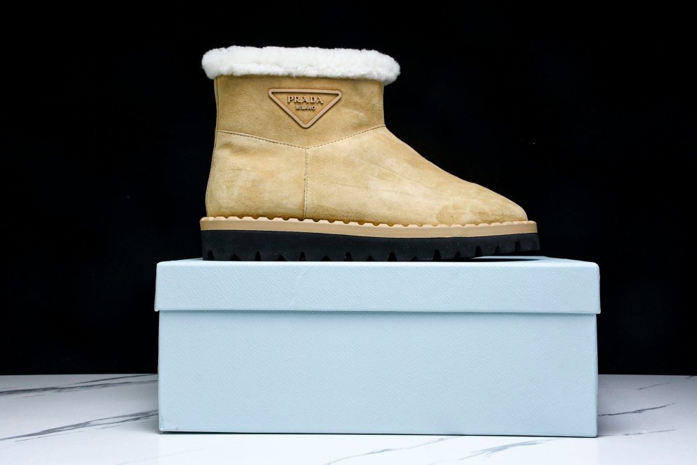 Prada Suede Booties 'Beige' - Image 20