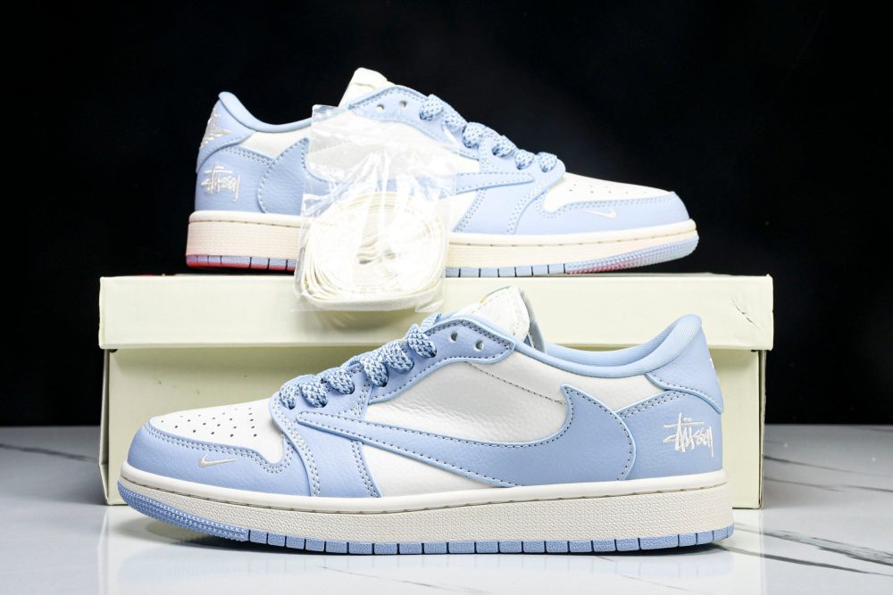 Travis Scott AJ1 Low x Stussy 'Blue' (Custom) - Image 24