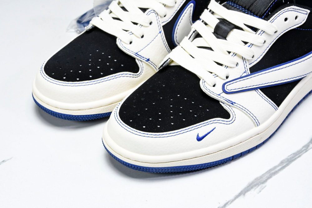 Travis Scott AJ1 Low x Stussy 'Black White Blue' (Custom) - Image 18