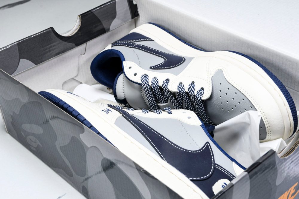 Travis Scott AJ1 Low x BAPE 'Grey Navy' (Custom) - Image 21