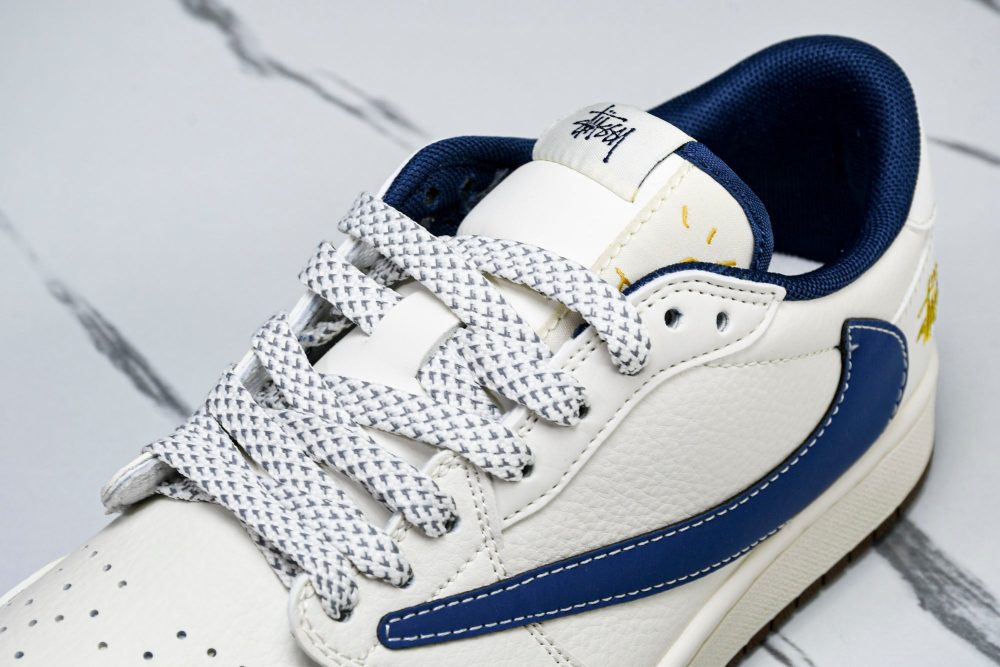 Travis Scott AJ1 Low x Stussy 'White Blue' (Custom) - Image 10
