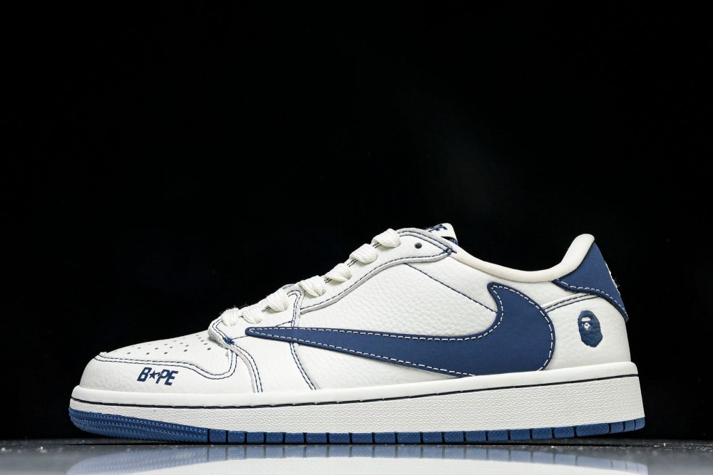 Travis Scott AJ1 Low x BAPE 'White Blue' (Custom)