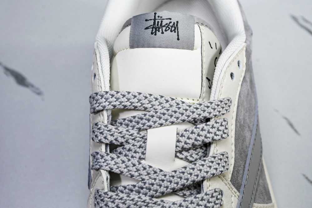 Travis Scott AJ1 Low x Stussy 'Grey White Red' (Custom) - Image 12