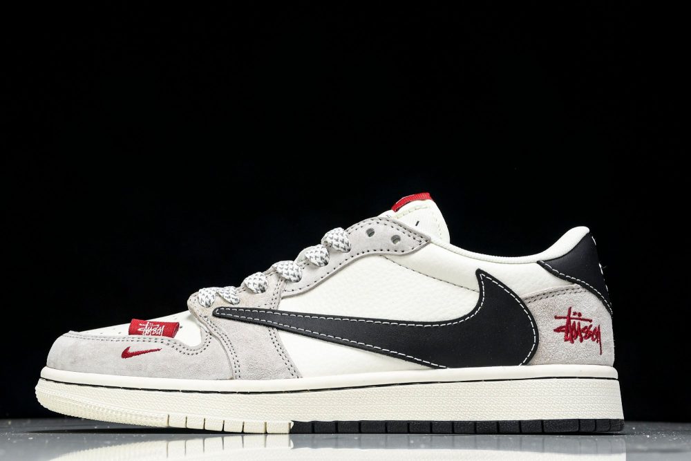 Travis Scott AJ1 Low x Stussy 'Black White Grey 2.0' (Custom)