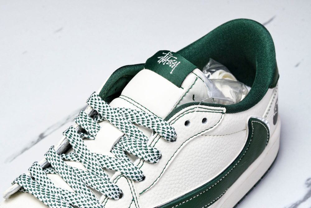 Travis Scott AJ1 Low x Stussy 'White Green' (Custom) - Image 9