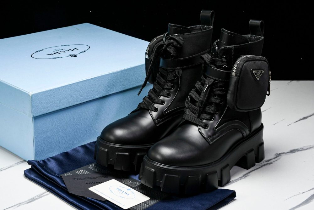 Prada Monolith Boots with Pouch 'Black' - Image 17