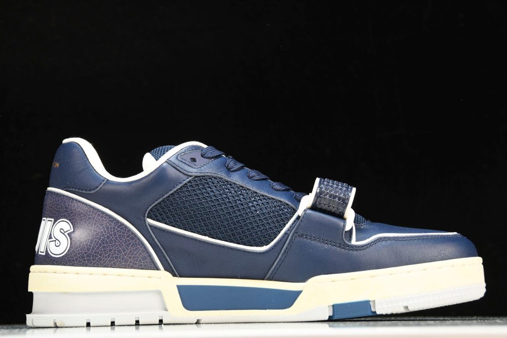 Louis Vuittоп Trainer Low Velcro Strap 'Navy Mesh' - Image 3