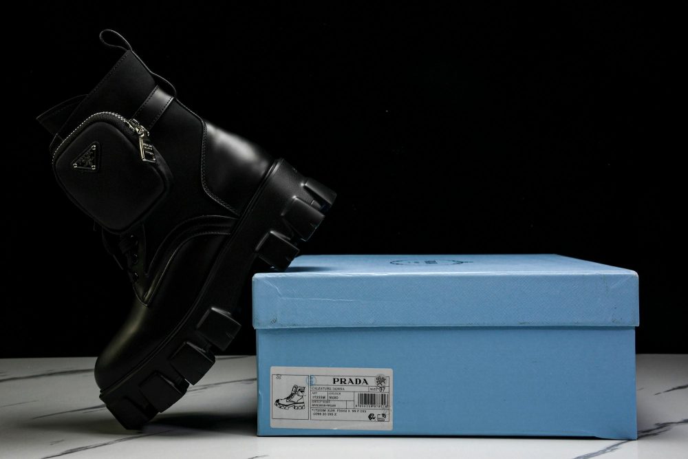 Prada Monolith Boots with Pouch 'Black' - Image 20