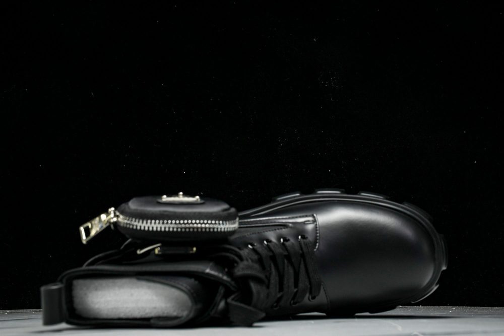 Prada Monolith Boots with Pouch 'Black' - Image 4