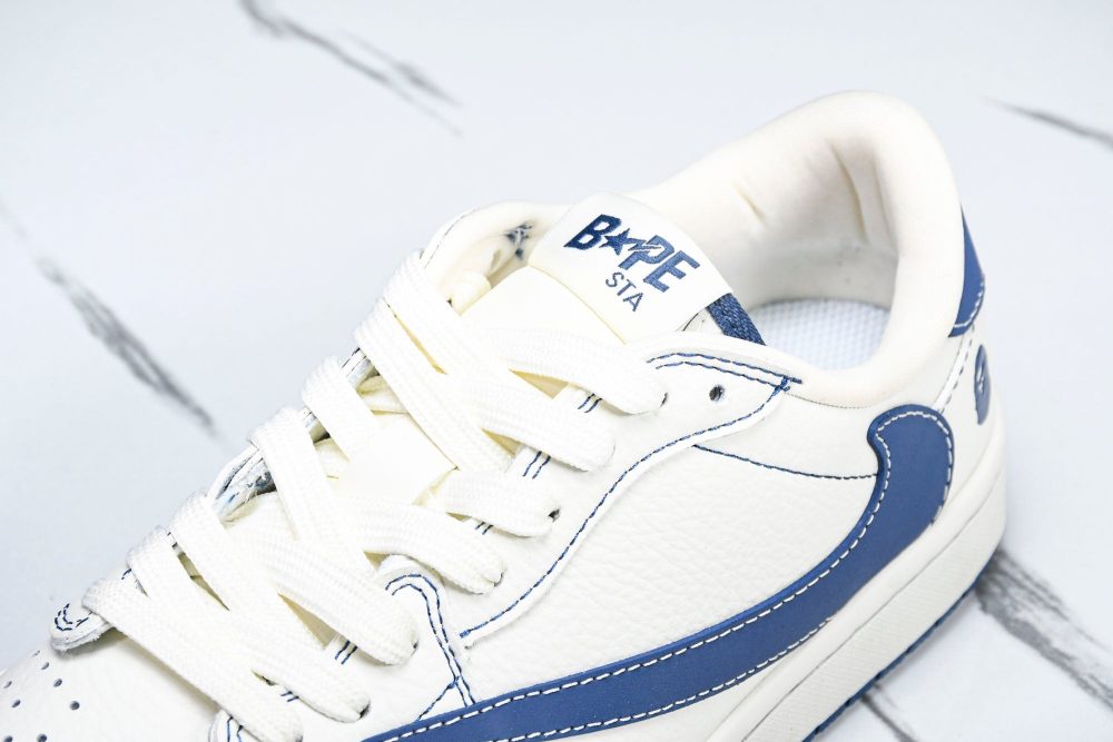 Travis Scott AJ1 Low x BAPE 'White Blue' (Custom) - Image 10