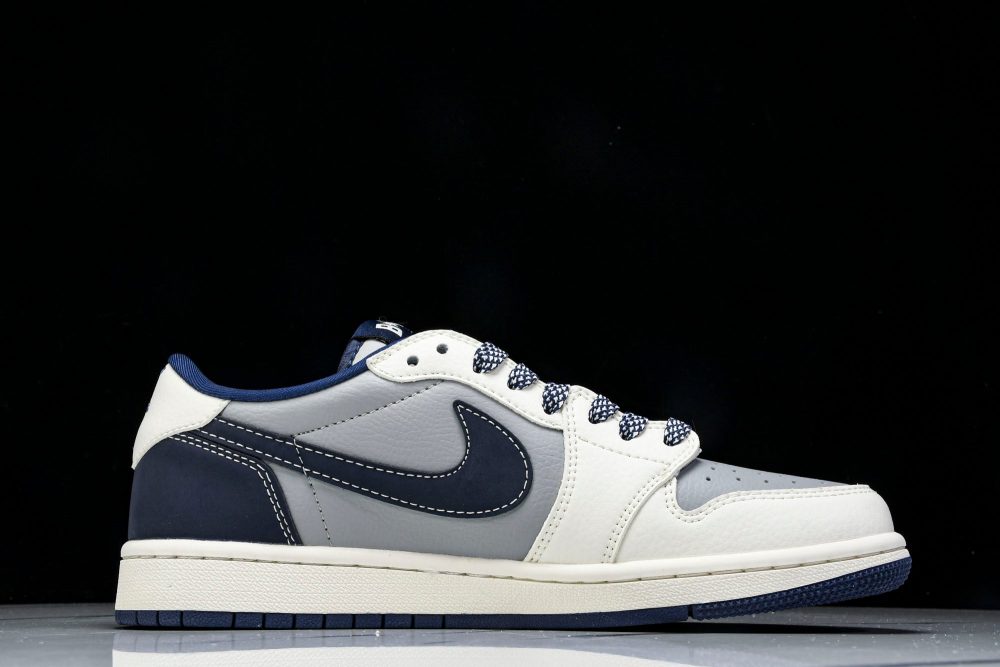 Travis Scott AJ1 Low x BAPE 'Grey Navy' (Custom) - Image 3