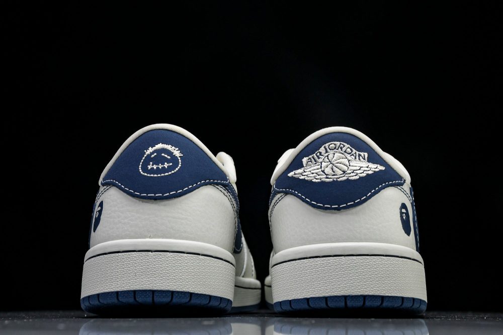 Travis Scott AJ1 Low x BAPE 'White Blue' (Custom) - Image 7