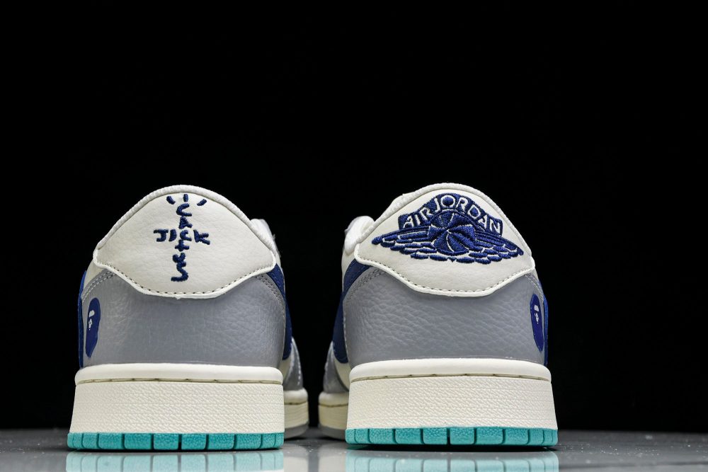 Travis Scott AJ1 Low x BAPE 'Blue Grey White' (Custom) - Image 7
