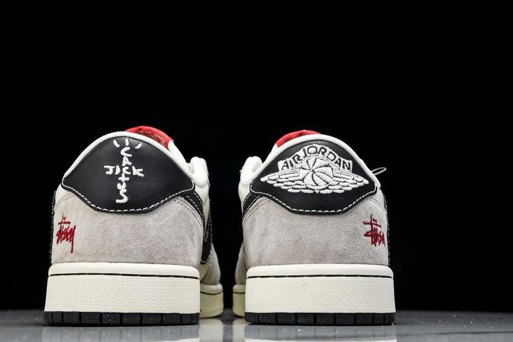 Travis Scott AJ1 Low x Stussy 'Black White Grey 2.0' (Custom) - Image 7