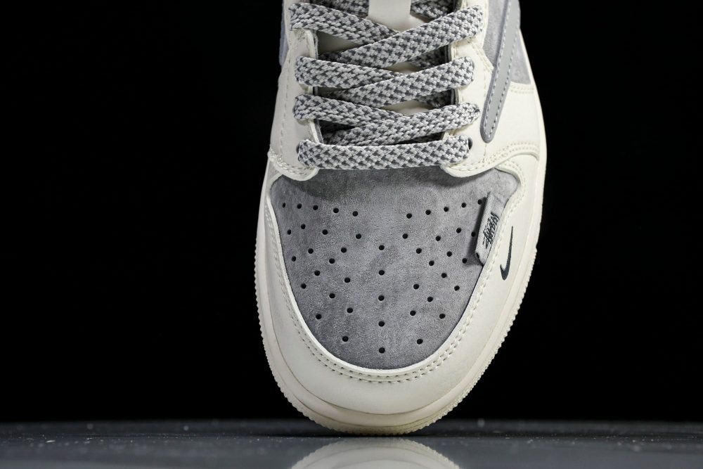 Travis Scott AJ1 Low x Stussy 'Grey White Red' (Custom) - Image 7