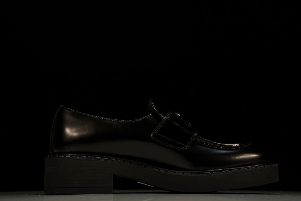 Prada Chocolate Patent Loafers 'Black' - Image 3