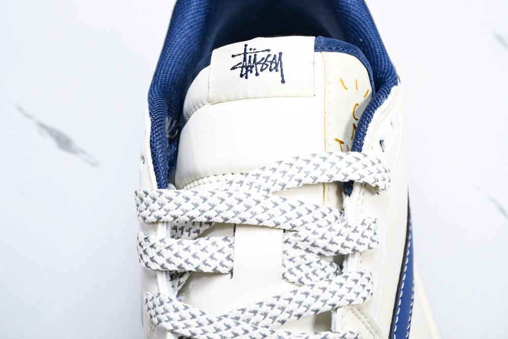Travis Scott AJ1 Low x Stussy 'White Blue' (Custom) - Image 11