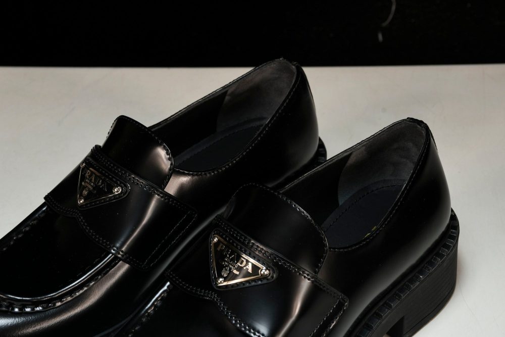Prada Chocolate Patent Loafers 'Black' - Image 15