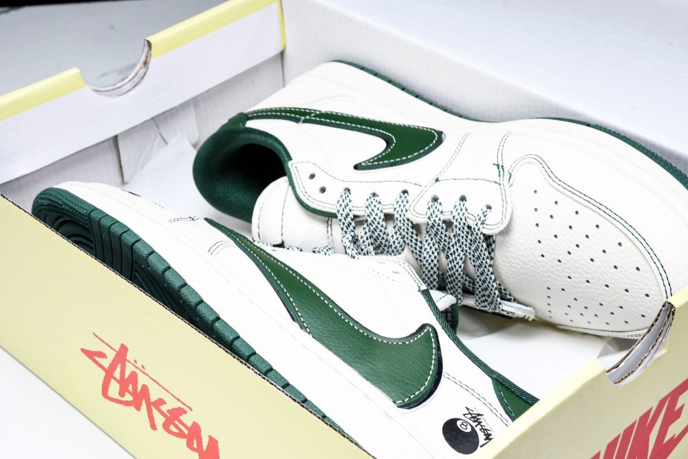 Travis Scott AJ1 Low x Stussy 'White Green' (Custom) - Image 20