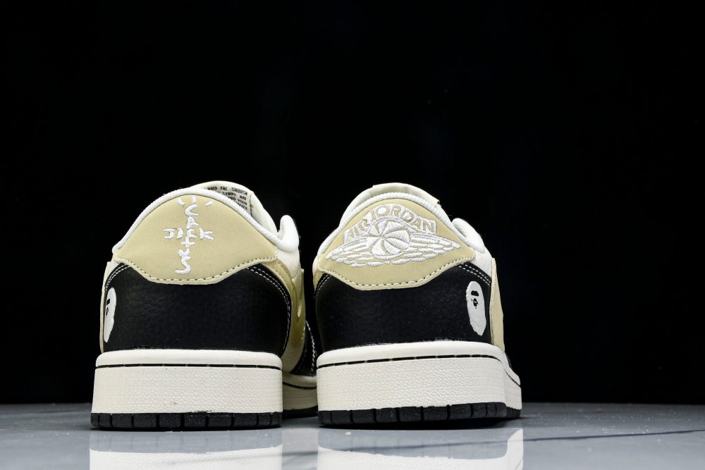 Travis Scott AJ1 Low x BAPE 'Beige Black White' (Custom) - Image 7