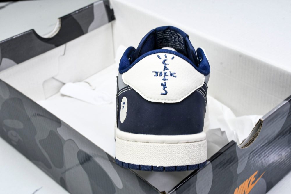 Travis Scott AJ1 Low x BAPE 'Grey Navy' (Custom) - Image 22