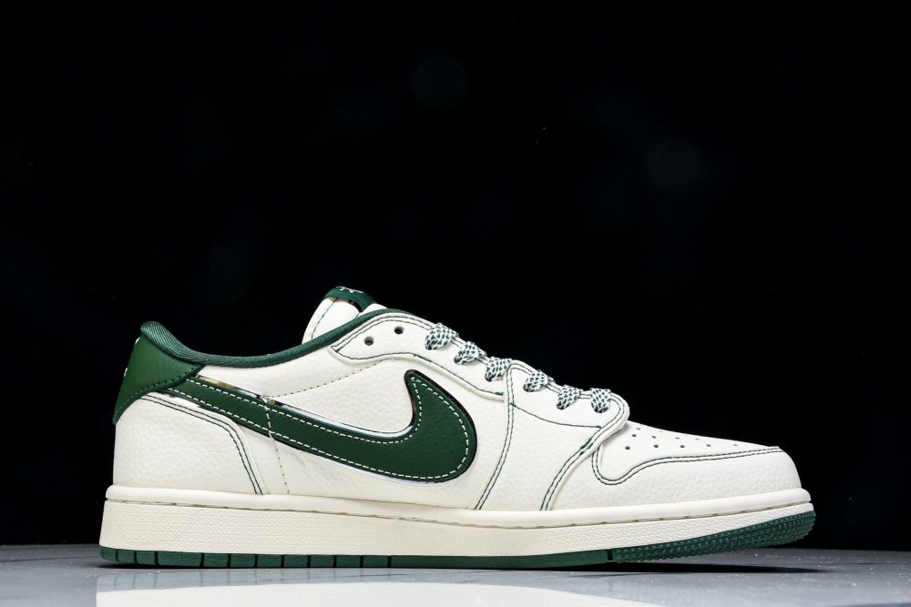 Travis Scott AJ1 Low x Stussy 'White Green' (Custom) - Image 3