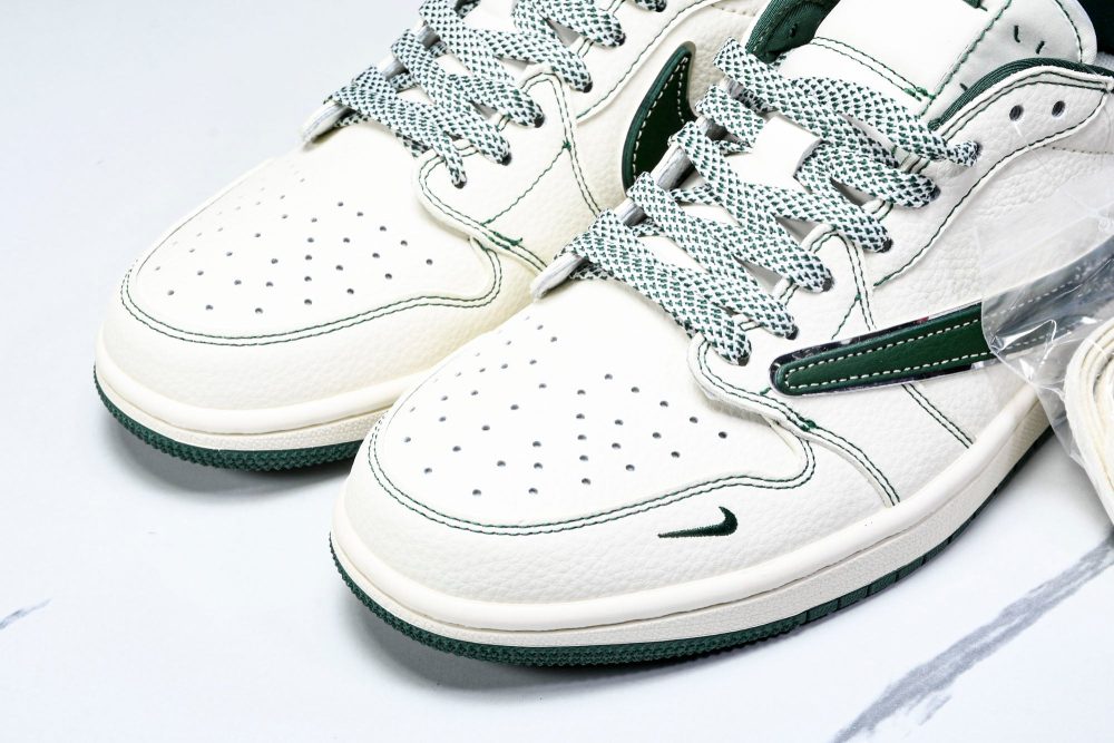 Travis Scott AJ1 Low x Stussy 'White Green' (Custom) - Image 17