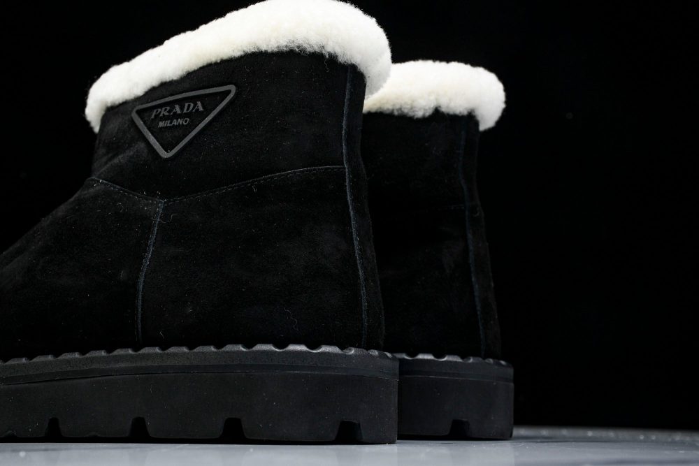 Prada Suede Booties 'Black' - Image 8