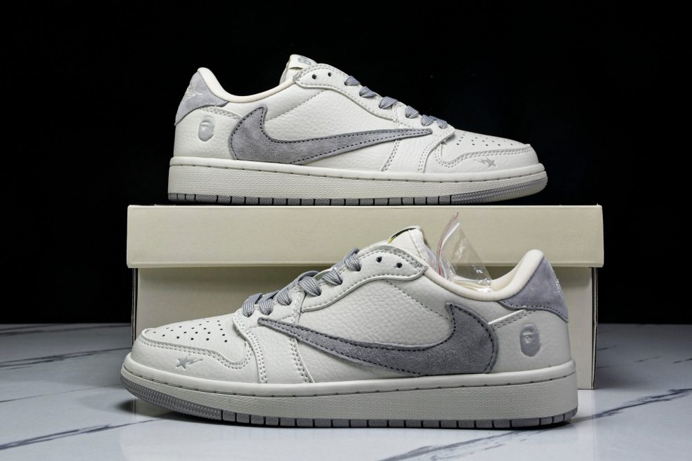 Travis Scott AJ1 Low x BAPE 'White Grey 2.0' (Custom) - Image 23