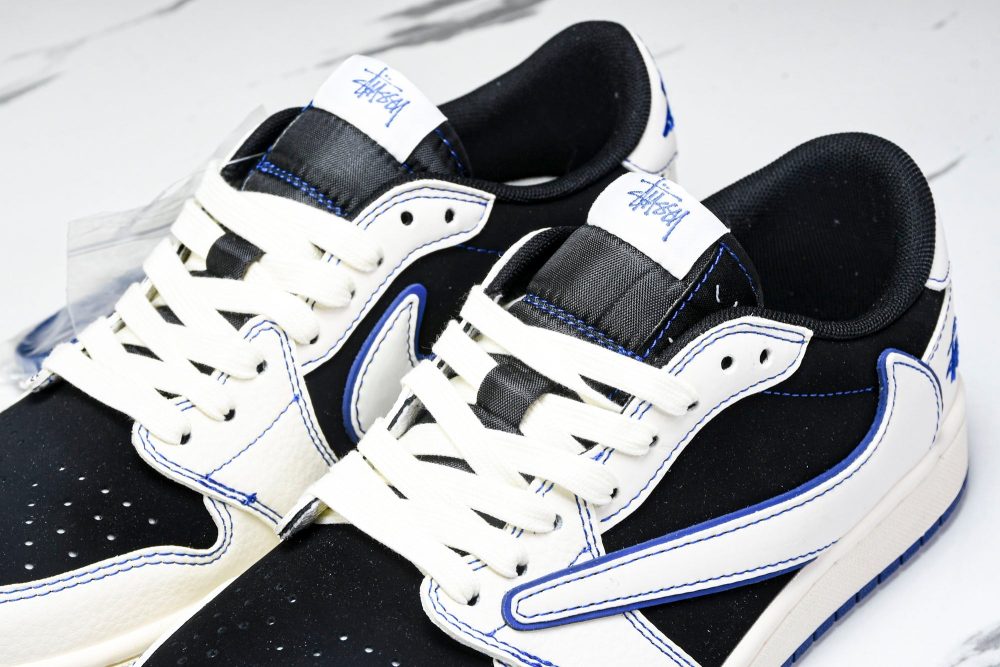 Travis Scott AJ1 Low x Stussy 'Black White Blue' (Custom) - Image 19