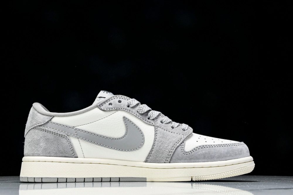 Travis Scott AJ1 Low x Stussy 'Grey White 2.0' (Custom) - Image 3