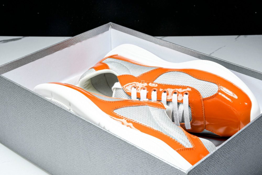 Prada America's Cup Sneaker 'Orange Silver' - Image 20