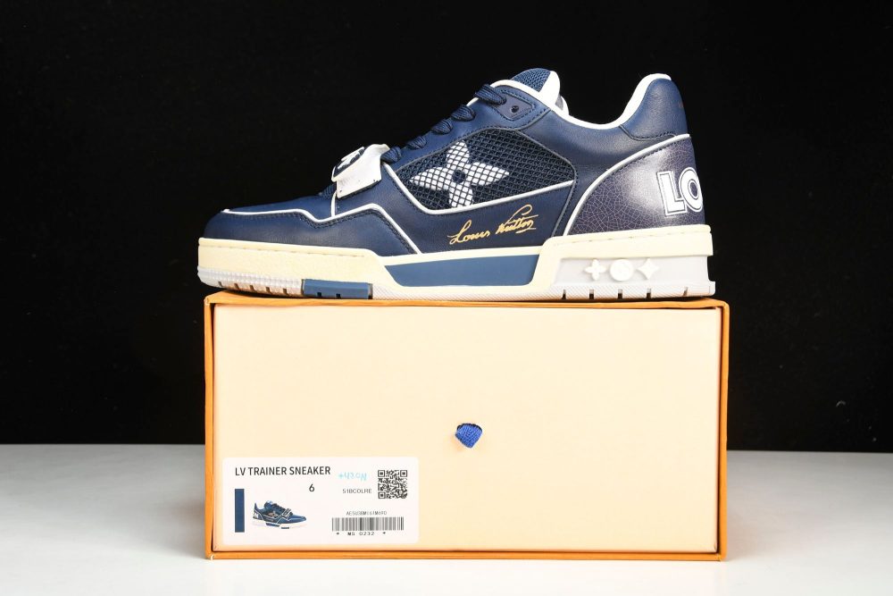 Louis Vuittоп Trainer Low Velcro Strap 'Navy Mesh' - Image 28