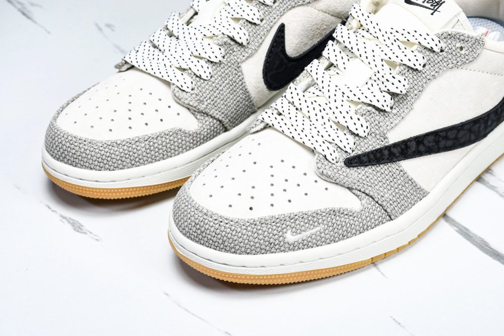 Travis Scott AJ1 Low x Stussy 'Tweed' (Custom) - Image 19