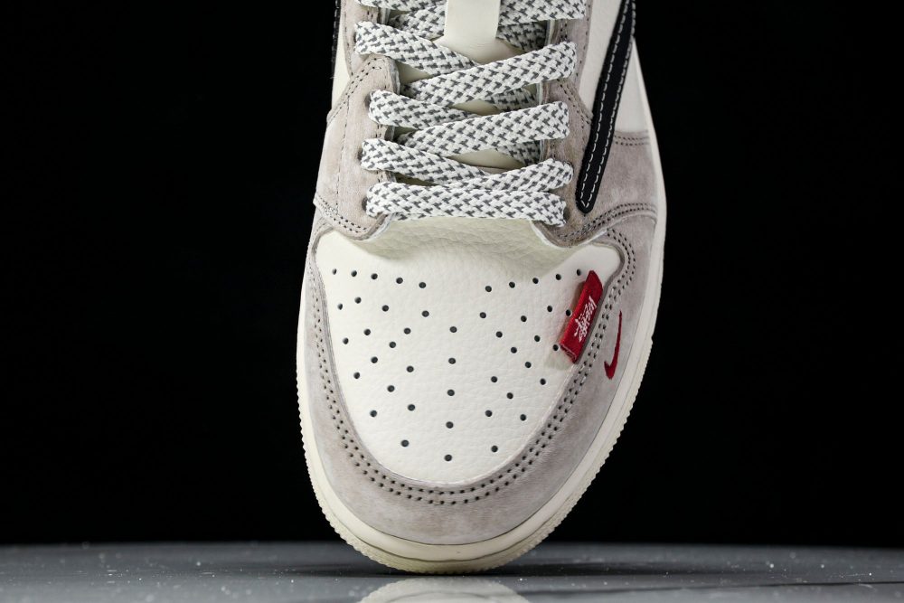 Travis Scott AJ1 Low x Stussy 'Black White Grey 2.0' (Custom) - Image 6