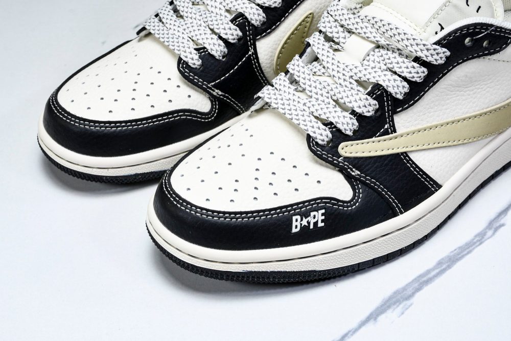 Travis Scott AJ1 Low x BAPE 'Beige Black White' (Custom) - Image 18