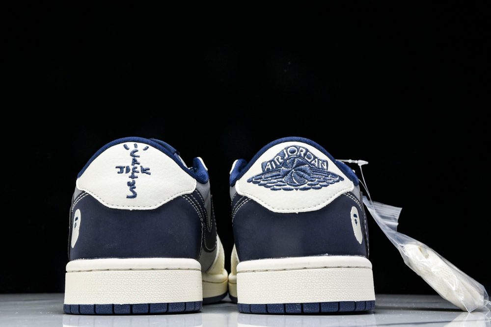 Travis Scott AJ1 Low x BAPE 'Grey Navy' (Custom) - Image 7