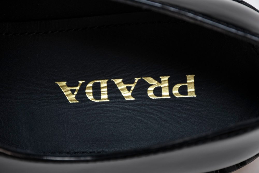 Prada Chocolate Patent Loafers 'Black' - Image 12