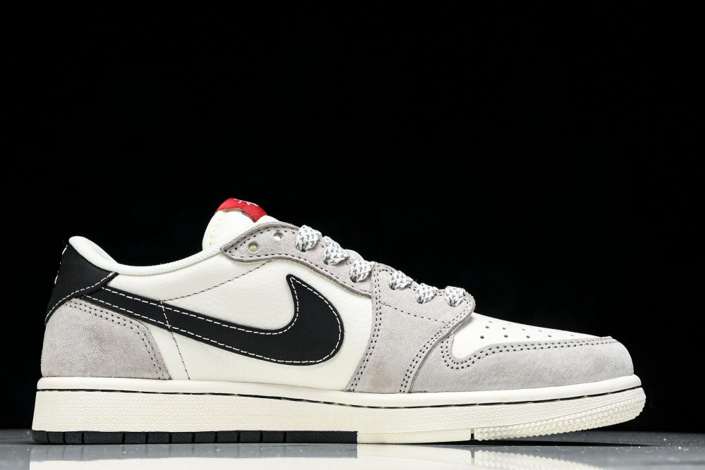 Travis Scott AJ1 Low x Stussy 'Black White Grey 2.0' (Custom) - Image 3